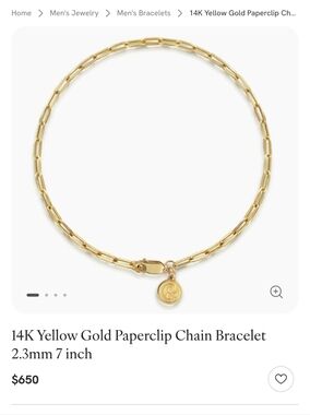 14K Yellow Solid Gold Paperclip Chain Bracelet - Gabriel & Co  Women's Jewelry